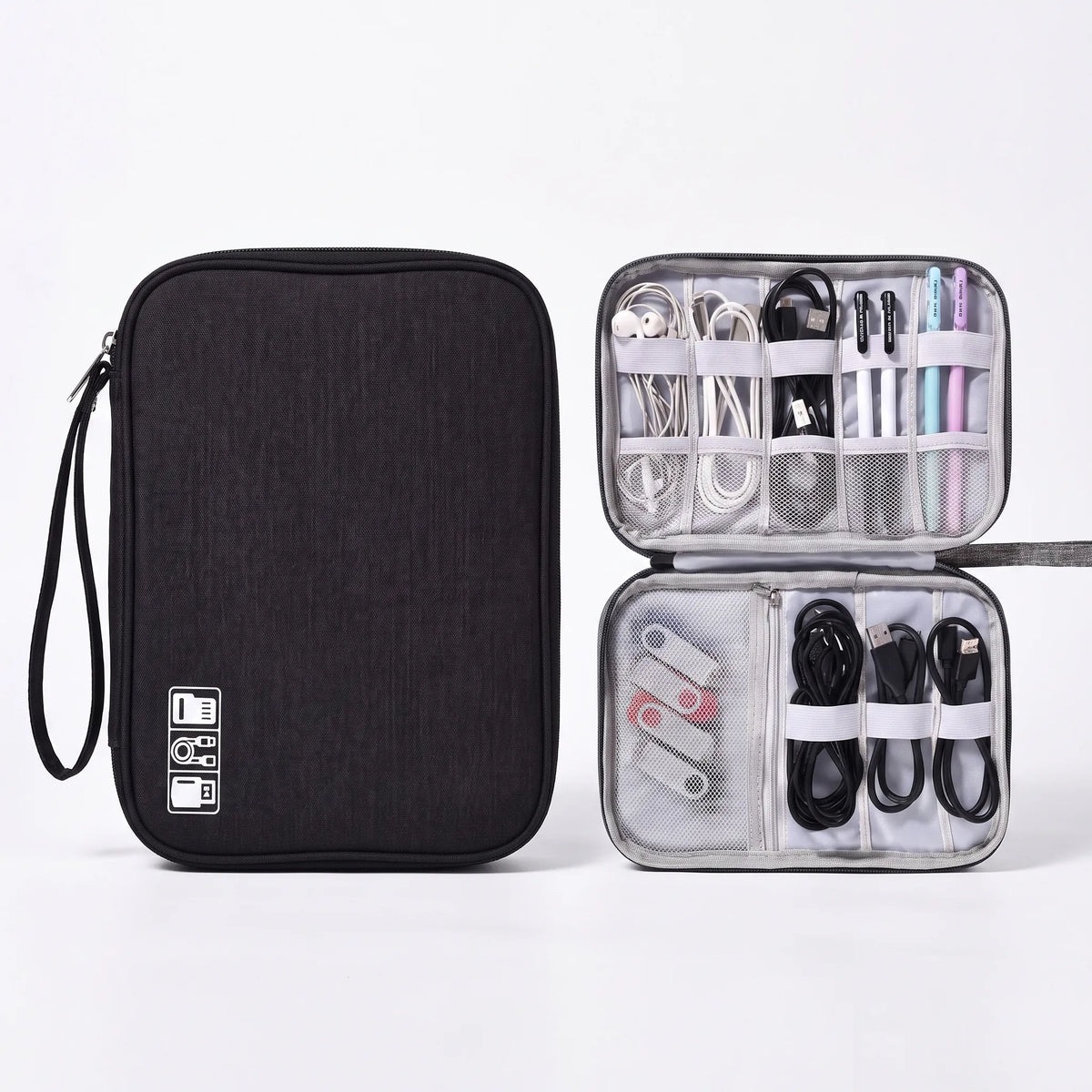 Multi-Compartment Travel Cable Organiser Bag
