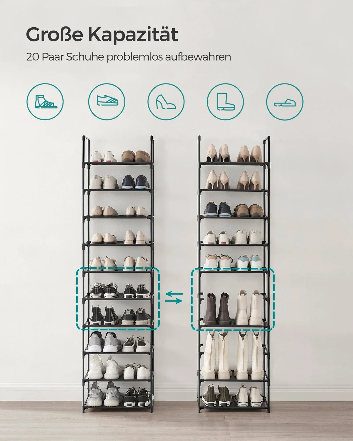 Narrow Metal Shoe Rack | Space-Saving Shoe Storage
