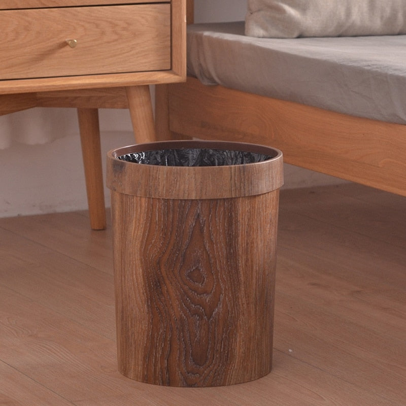 Nordic-Style Wood-Finish Bin