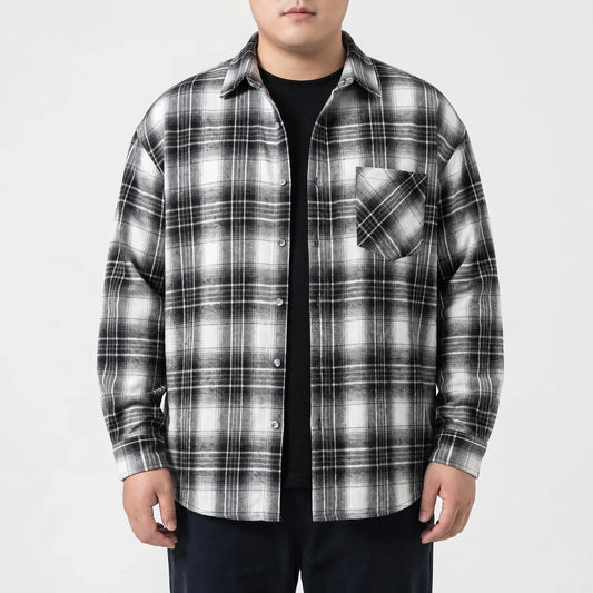 Oversized Long-Sleeve Plaid Shirt
