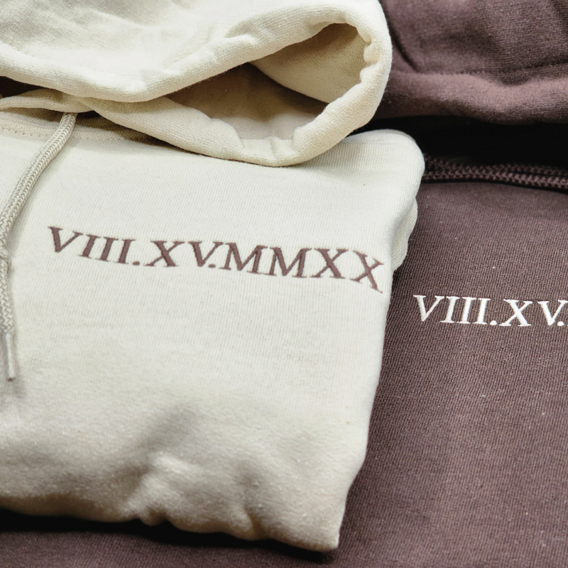 Personalised Couples Clothing with Roman Numeral Date