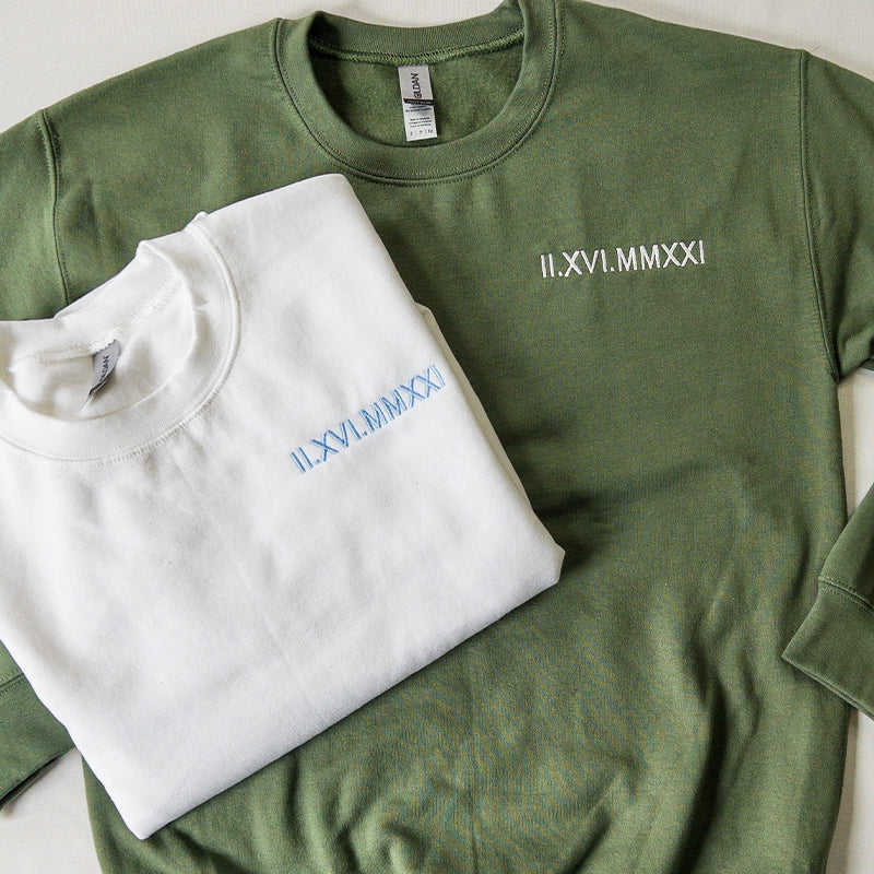 Personalised Couples Clothing with Roman Numeral Date