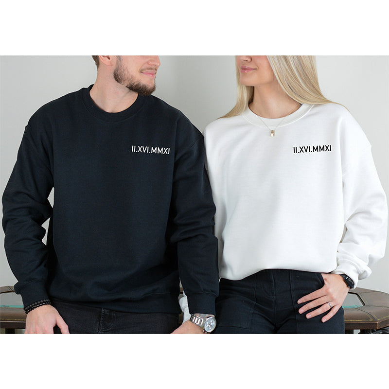 Personalised Couples Clothing with Roman Numeral Date