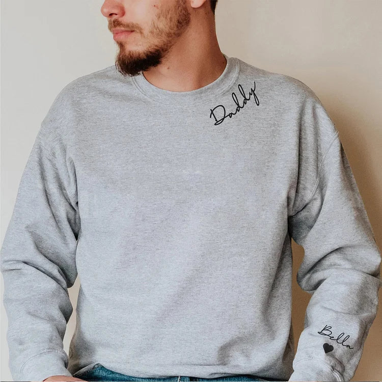 Personalised Sweatshirt with Names on the Sleeve