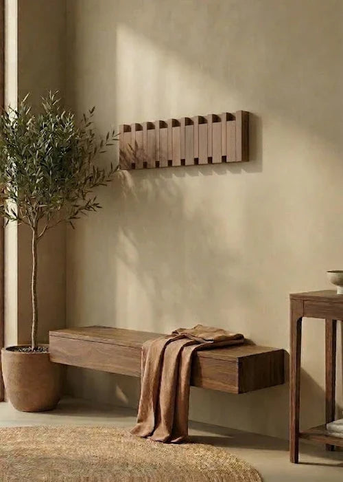 Piano-Style Wooden Coat Rack - Elegant Design, Durable Wood