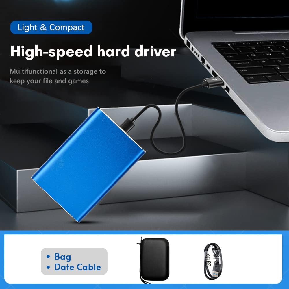 Portable 1TB USB 3.0 External Hard Drive with Metal Case and High-Speed Transfer