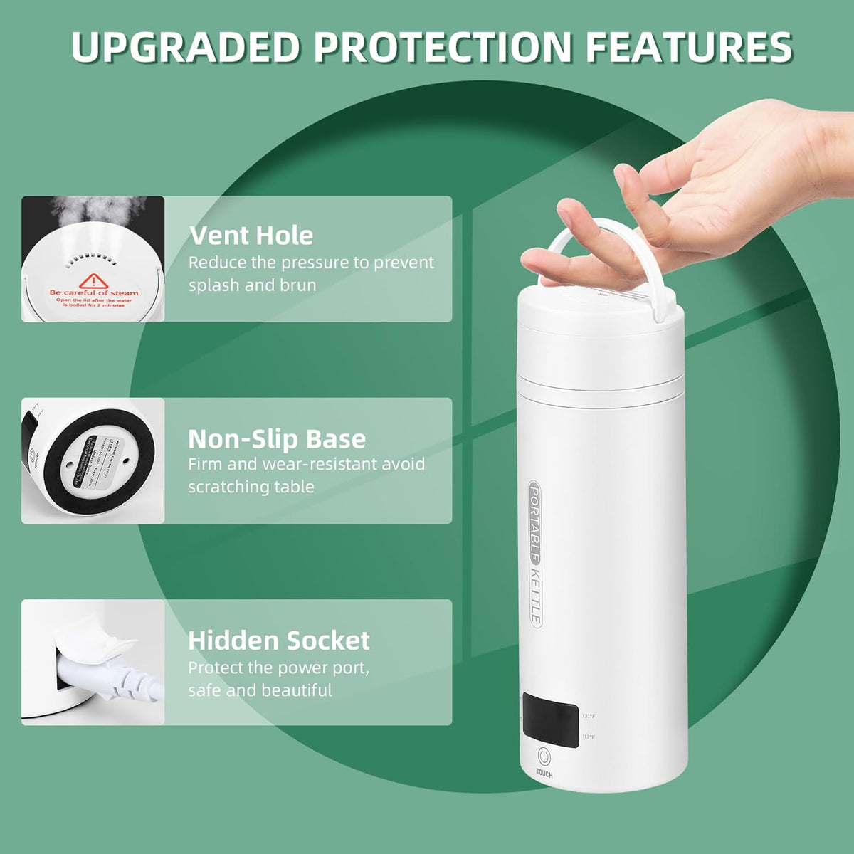 Portable Electric Travel Kettle - Compact Stainless Steel Smart Kettle with LCD Display