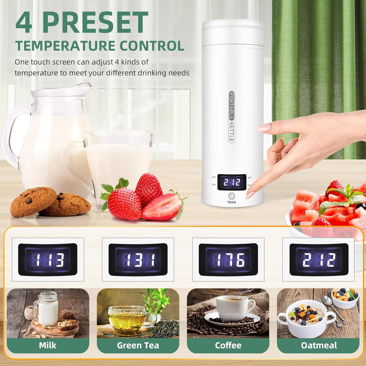 Portable Electric Travel Kettle - Compact Stainless Steel Smart Kettle with LCD Display