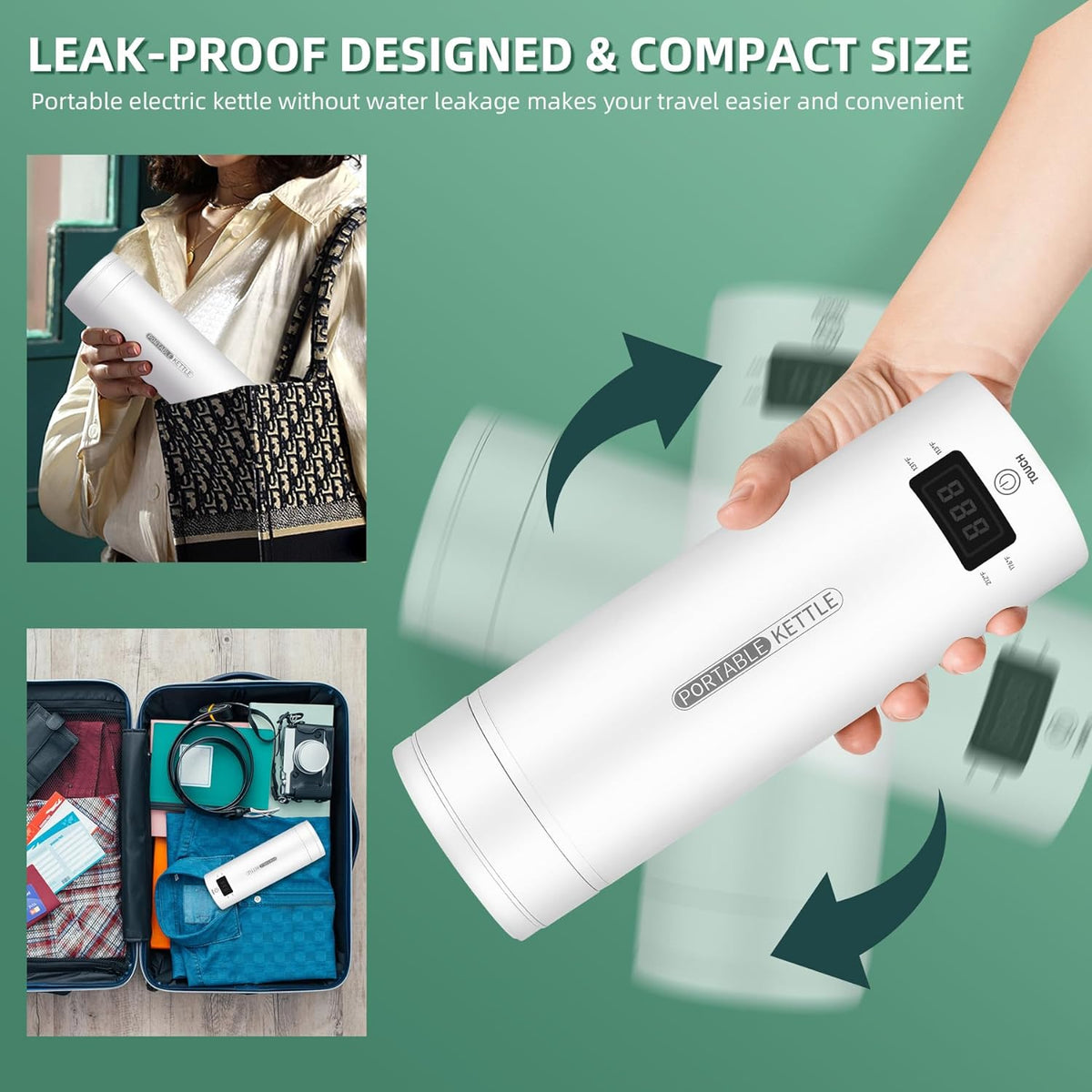 Portable Electric Travel Kettle with LCD Display and Auto Shut-Off