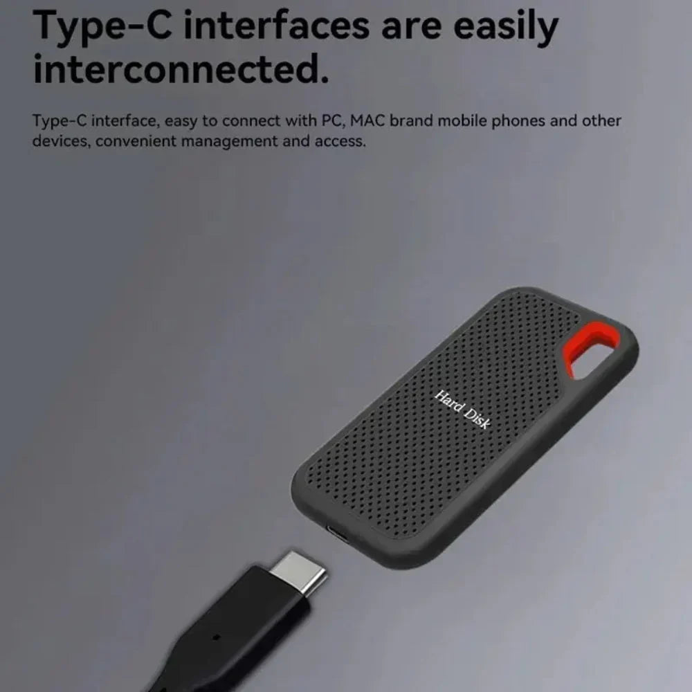 Portable External SSD with USB 3.2 and USB-C, Up to 256TB