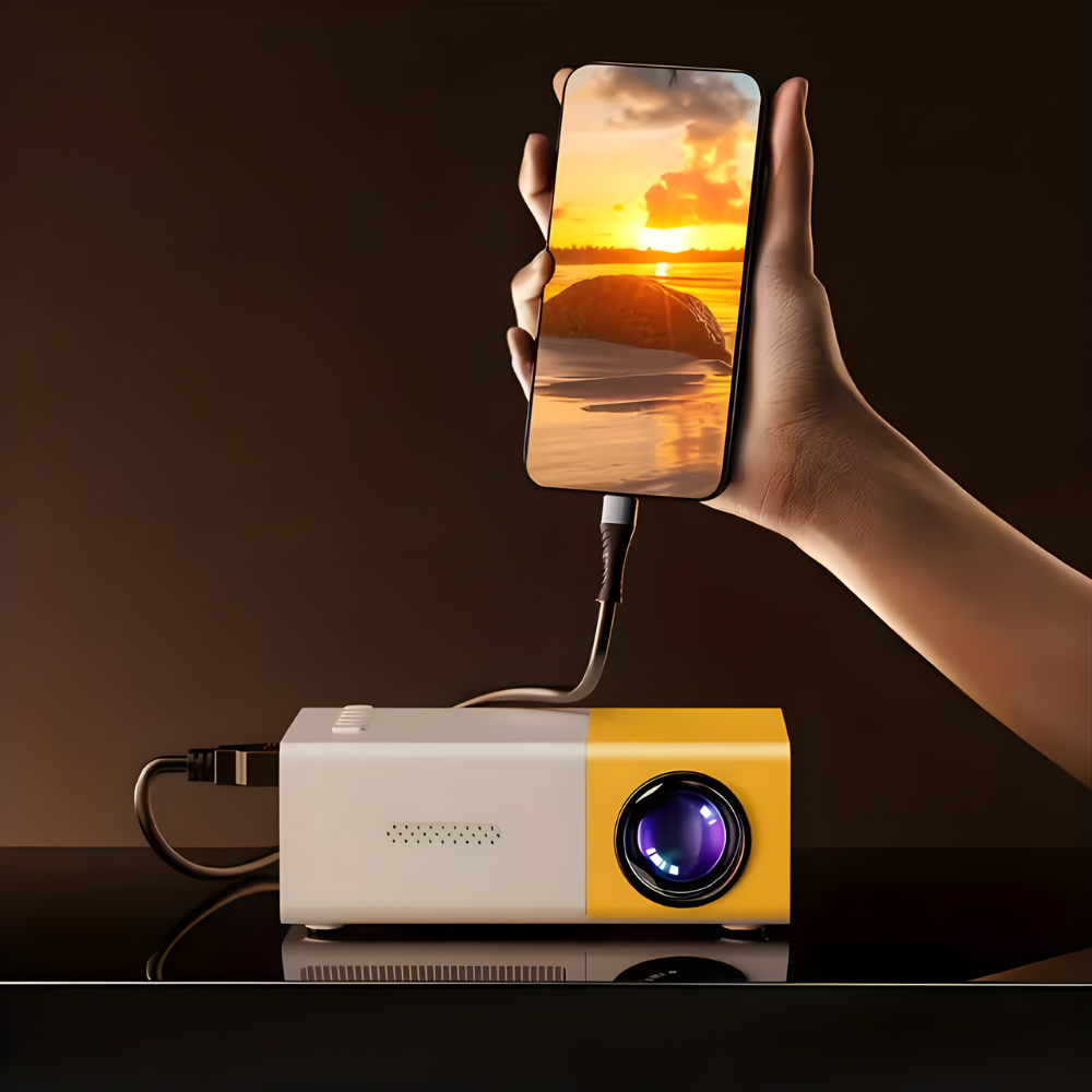Portable Mini Projector with 720P HD Resolution and USB Connectivity for Indoor and Outdoor Use