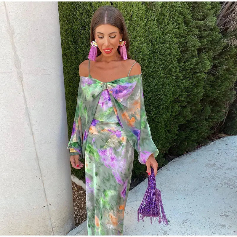 Printed Maxi Dress - Elegant & Sexy