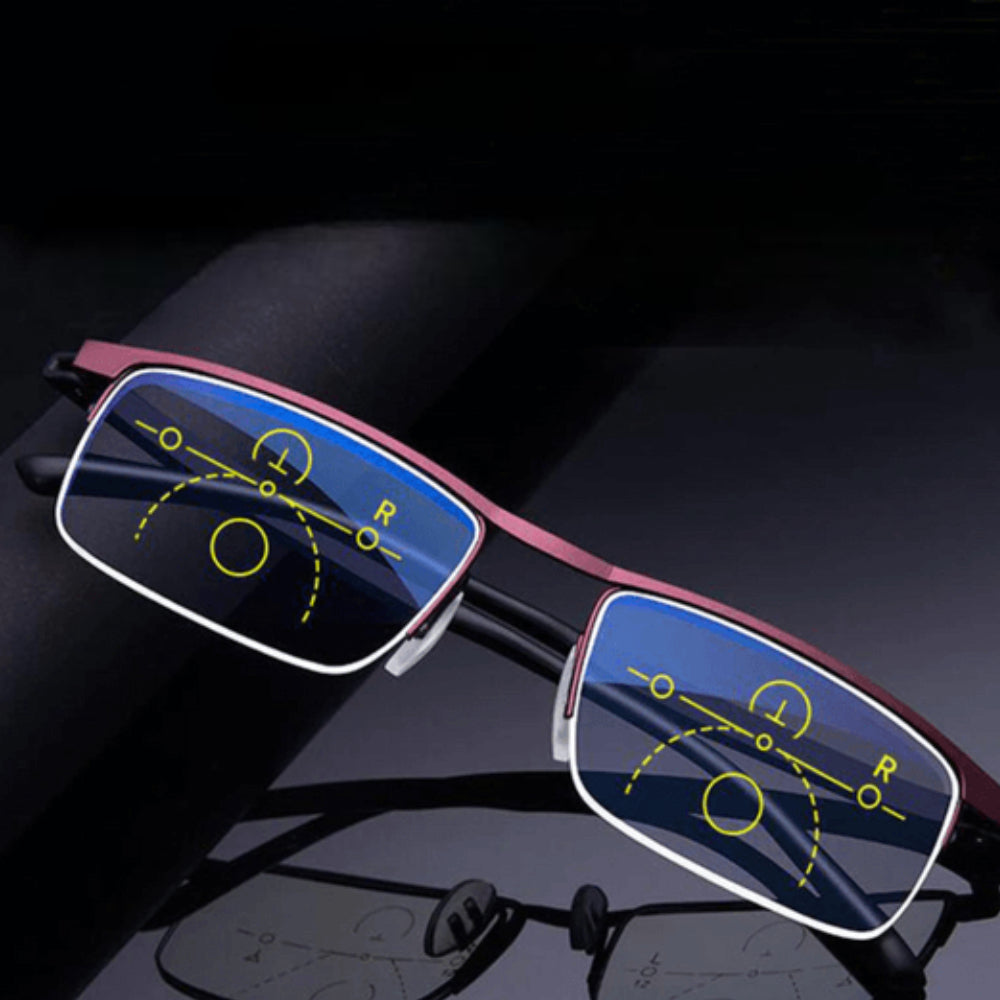 Progressive Multifocal Reading Glasses with Blue Light Filtering Lenses