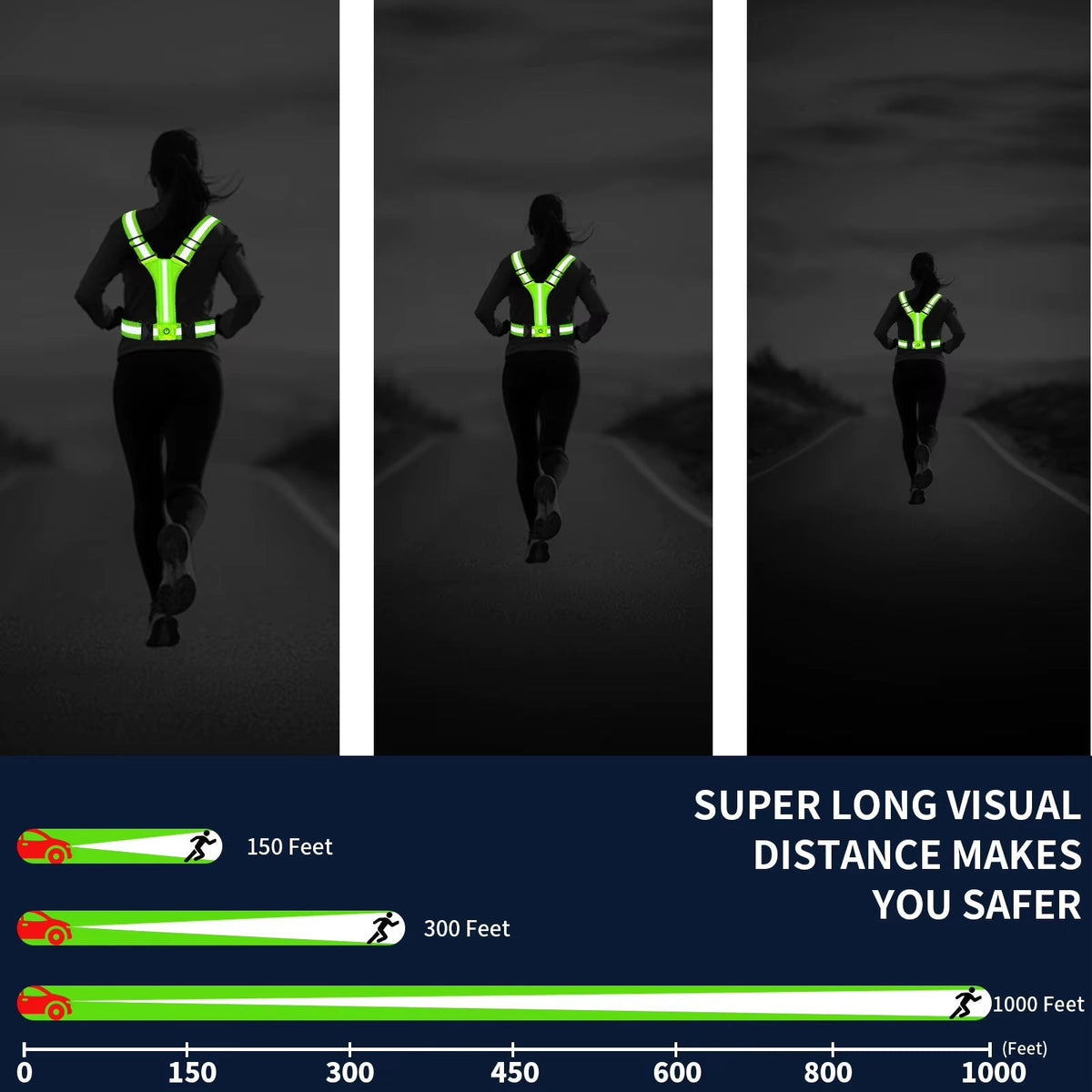 Reflective Running Vest Gear - Rechargeable & High-Visibility for Cycling and Walking