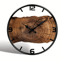 Round Wooden Wall Clock with Cut-Out Design