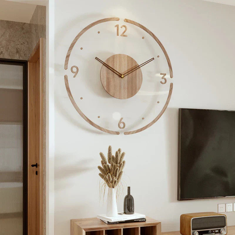 Scandinavian Wooden Wall Clock - Elegant and Silent