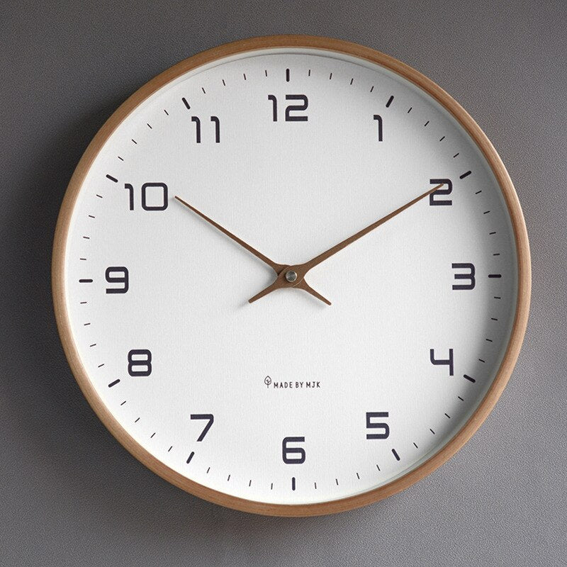 Scandinavian Wooden Wall Clock - Minimalist Design with Natural Wood Finish