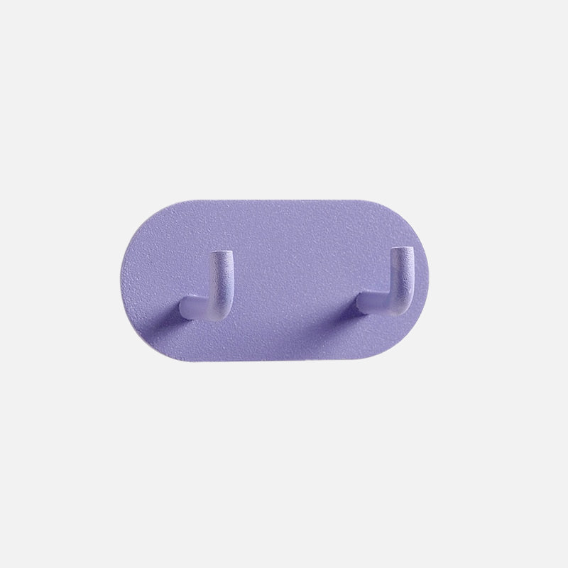 Self-Adhesive Double Wall Hook in Pink Metal – No Drilling