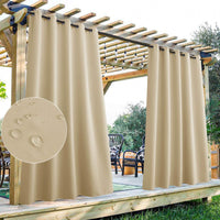 Set of 2 Waterproof and Windproof Outdoor Patio Privacy Curtains with Grommets