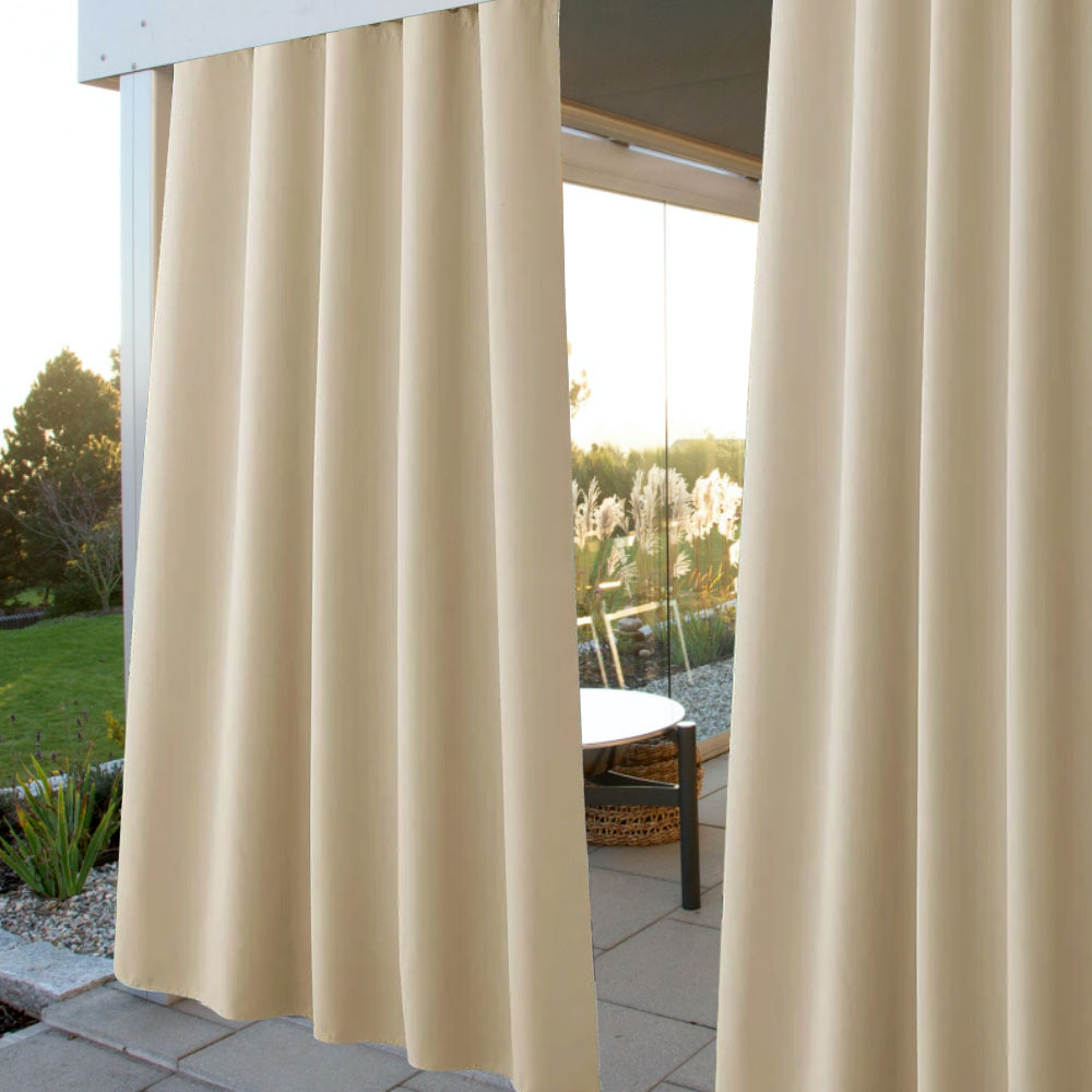 Set of 2 Waterproof and Windproof Outdoor Patio Privacy Curtains with Grommets
