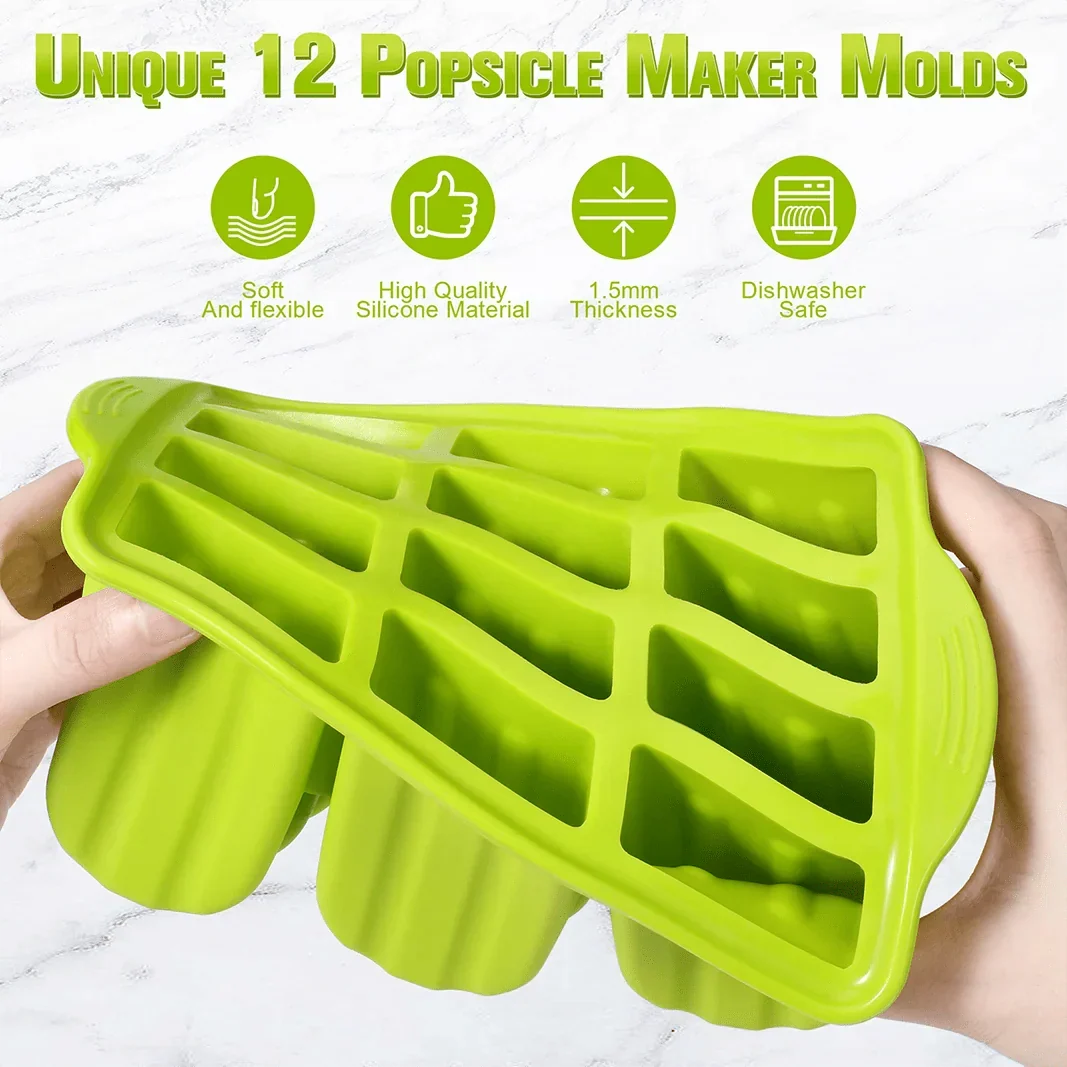 Silicone Popsicle Mold with Wooden Sticks