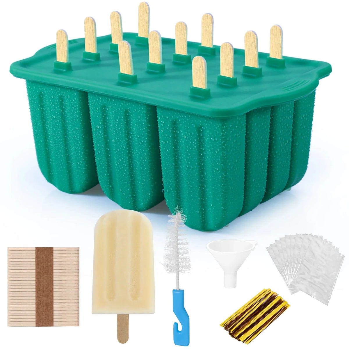 Silicone Popsicle Mold with Wooden Sticks