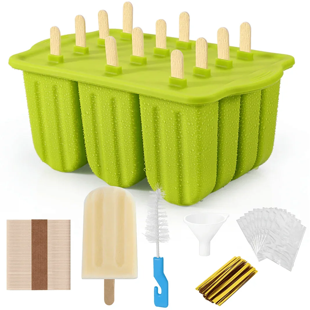 Silicone Popsicle Mold with Wooden Sticks