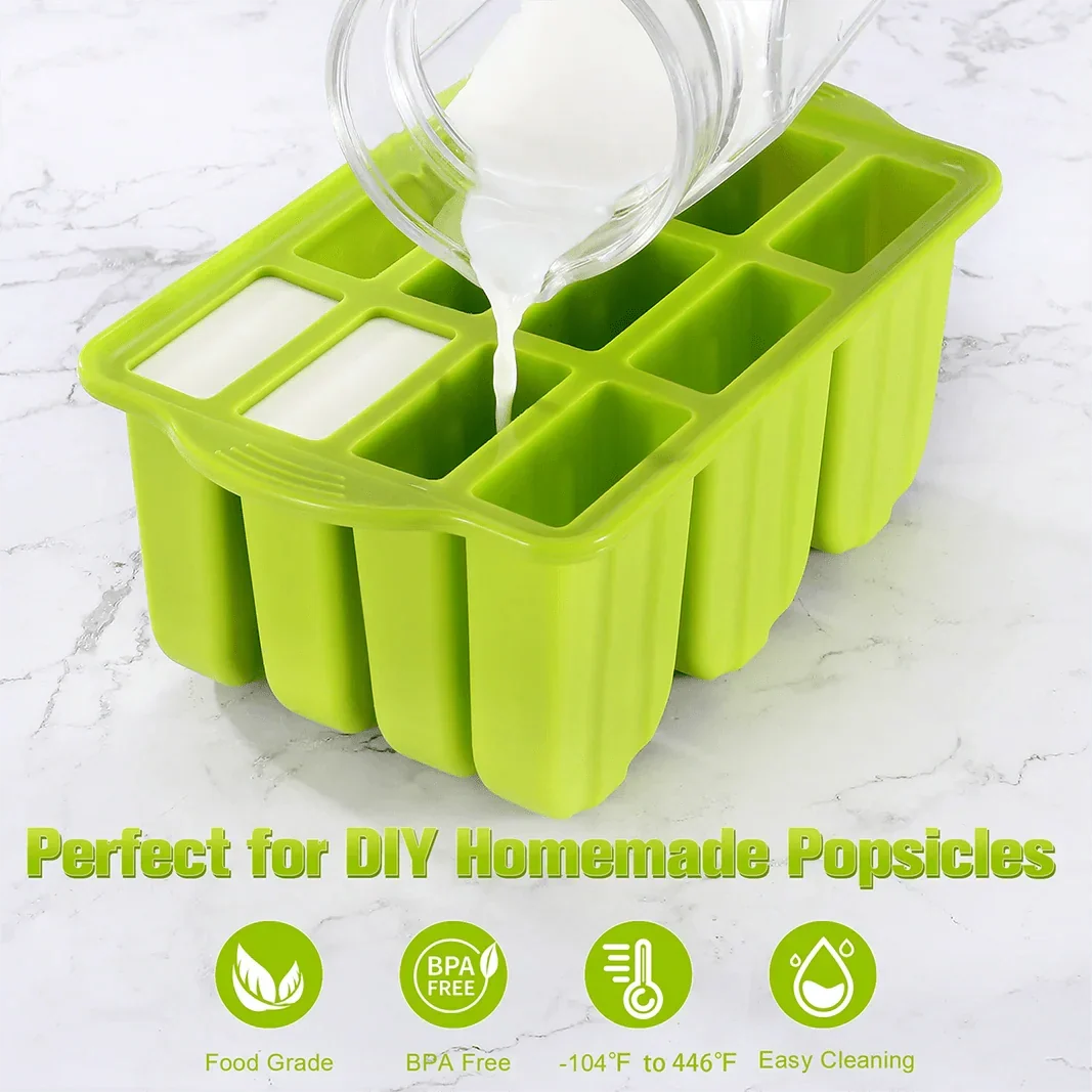 Silicone Popsicle Mold with Wooden Sticks
