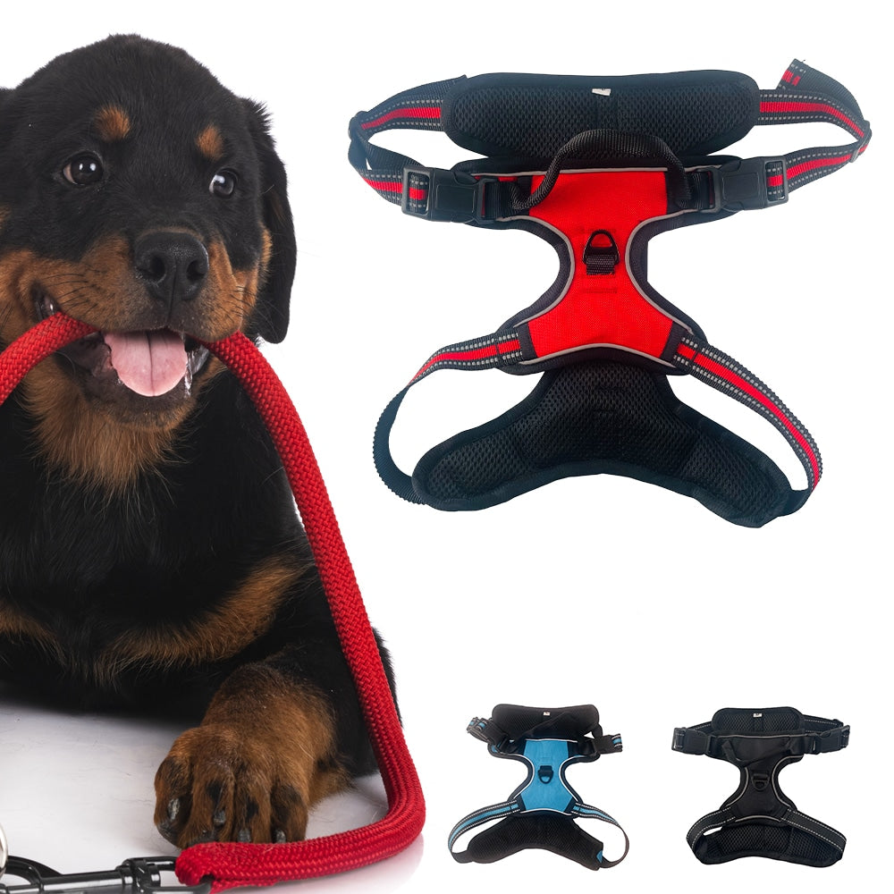 Soft Reflective Dog Harness - Durable & Waterproof - Red, Black or Blue