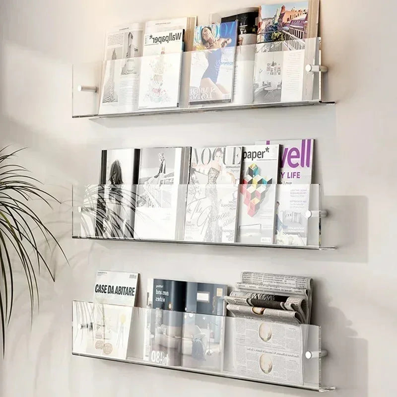 Space-Saving Wall-Mounted Storage Shelf for Books and Magazines