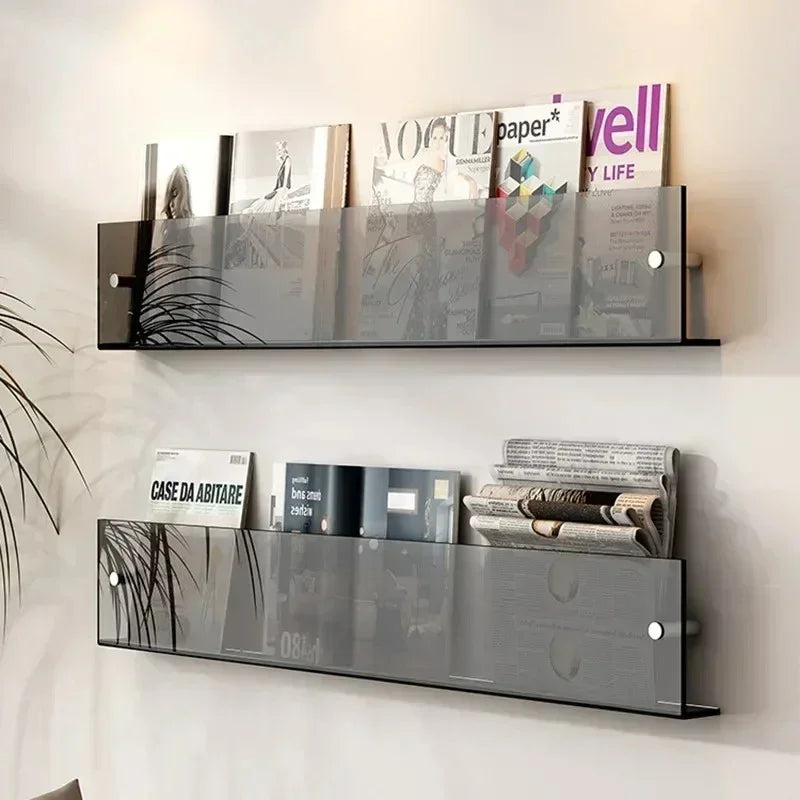 Space-Saving Wall-Mounted Storage Shelf for Books and Magazines