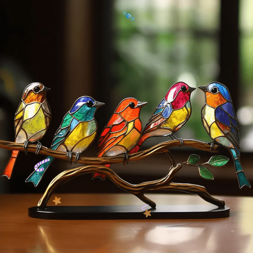 Stained-Glass-Look Birds in Vibrant Colors