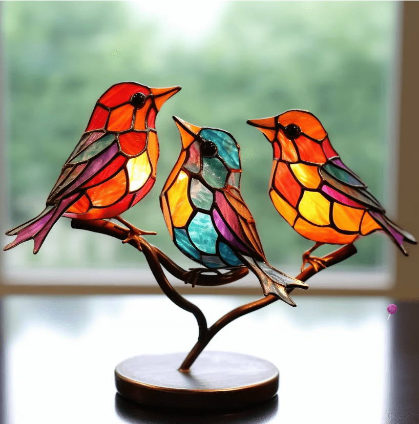 Stained-Glass-Look Birds in Vibrant Colors