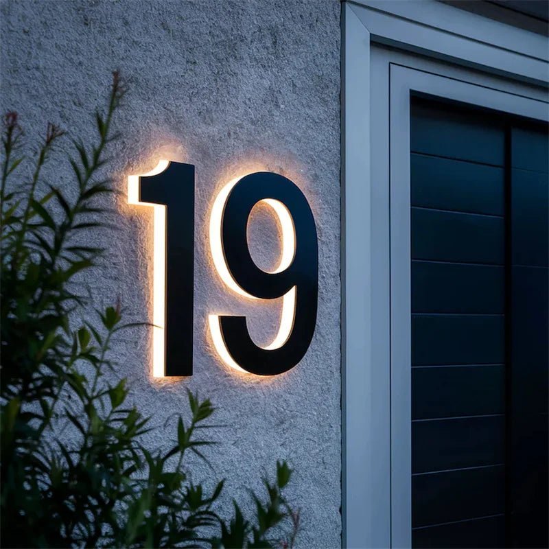 Stainless Steel Address Numbers with IP68 LED Lighting for Modern Facades