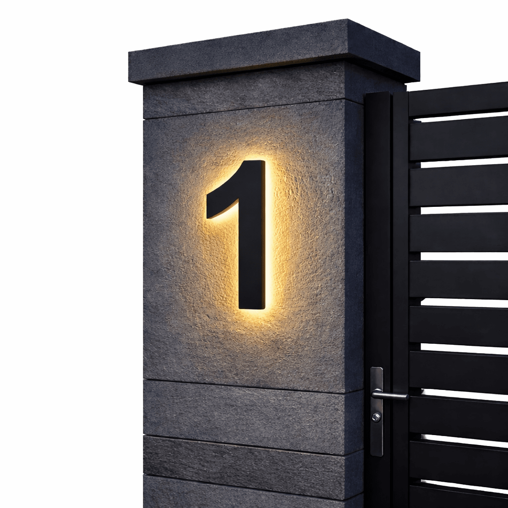Stainless Steel Address Numbers with IP68 LED Lighting for Modern Facades