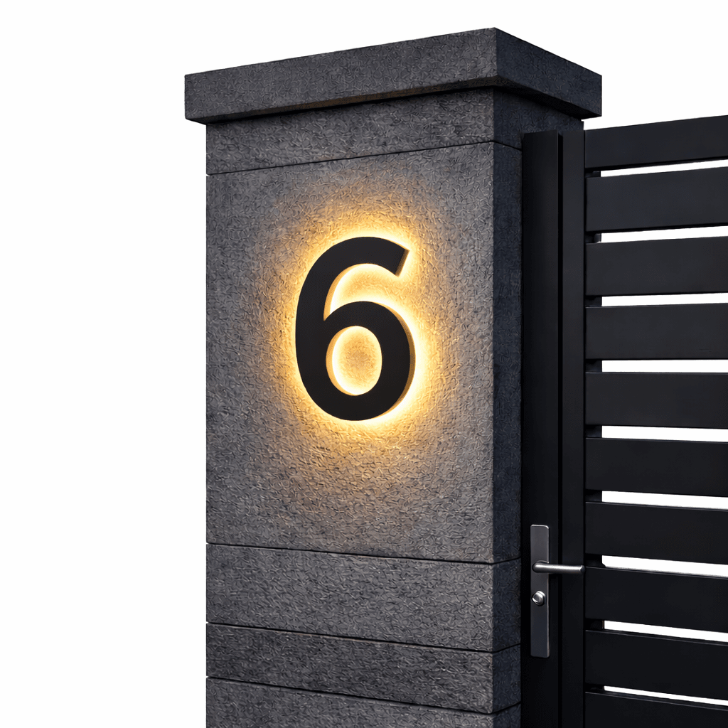 Stainless Steel Address Numbers with IP68 LED Lighting for Modern Facades