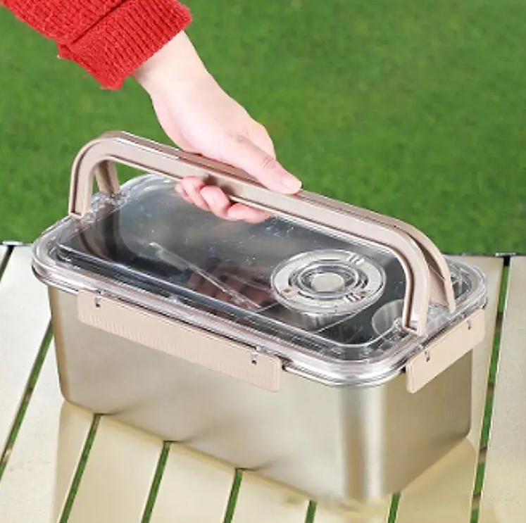 Stainless Steel Camping Tableware Set with Storage Box