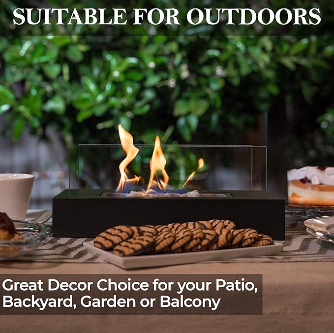 Tabletop Fire Pit with S'mores Maker Kit - Portable Indoor & Outdoor Mini Fireplace