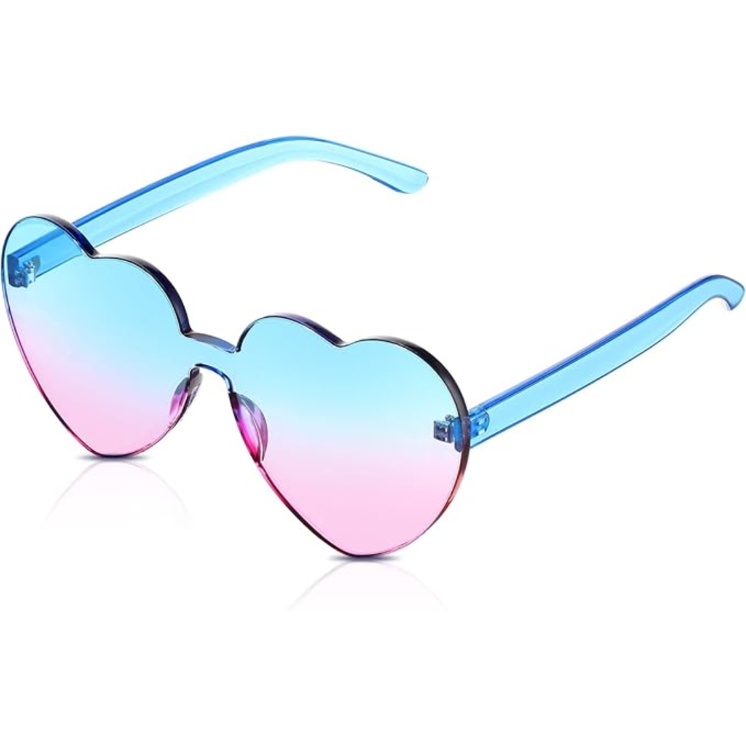 Trendy Rimless Heart Sunglasses with a Transparent Look