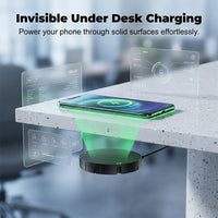 Under-Desk Wireless Charging Station with Invisible Mounting - Penetrates Wood and Stone