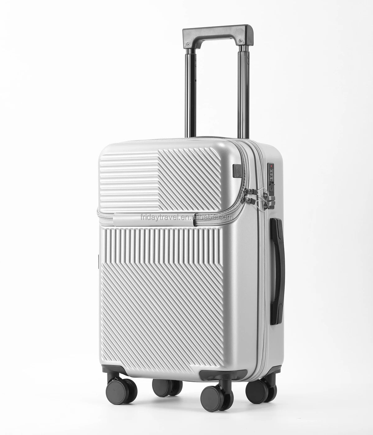Unisex Carry-On Suitcase with USB Port, Cup Holder and TSA Lock