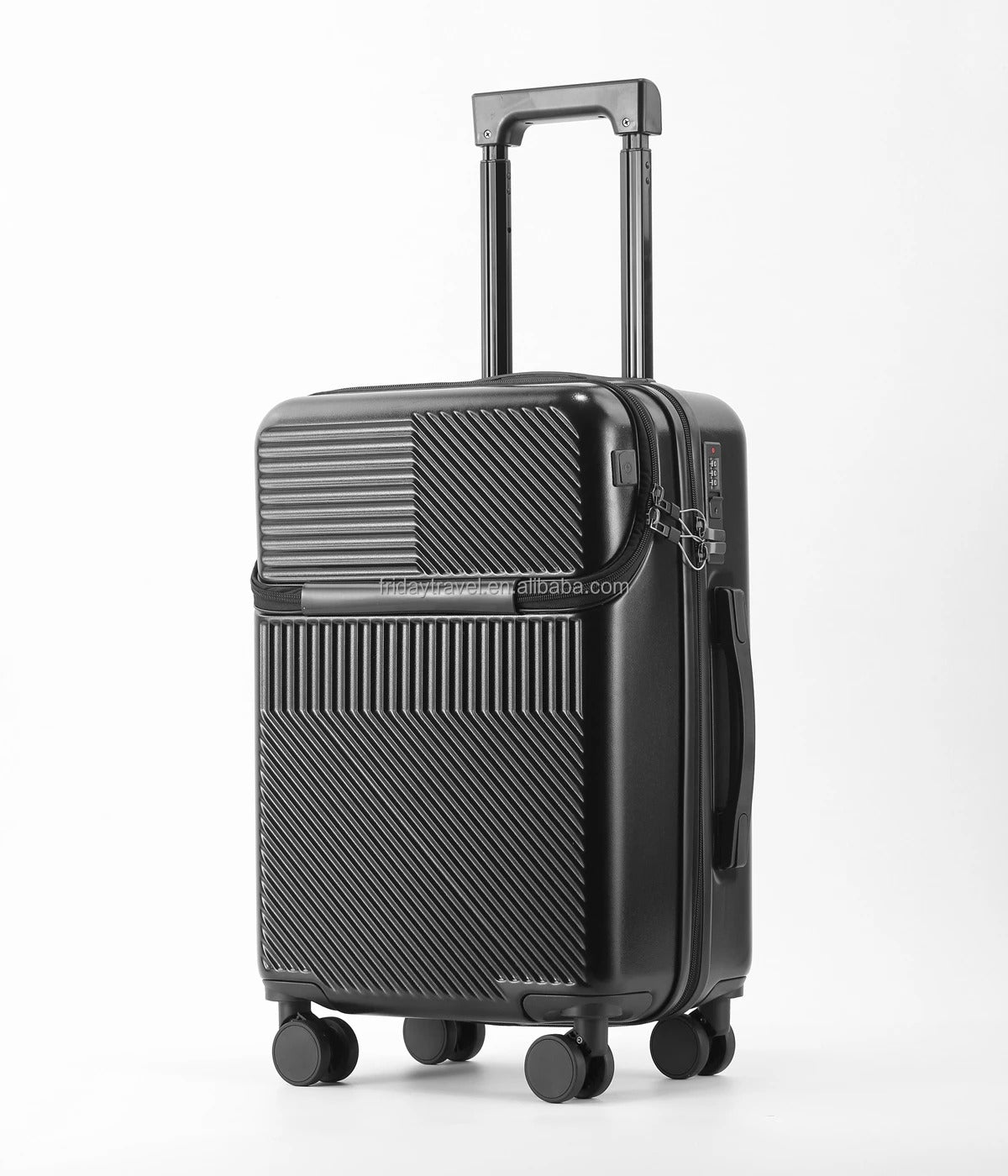 Unisex Carry-On Suitcase with USB Port, Cup Holder and TSA Lock