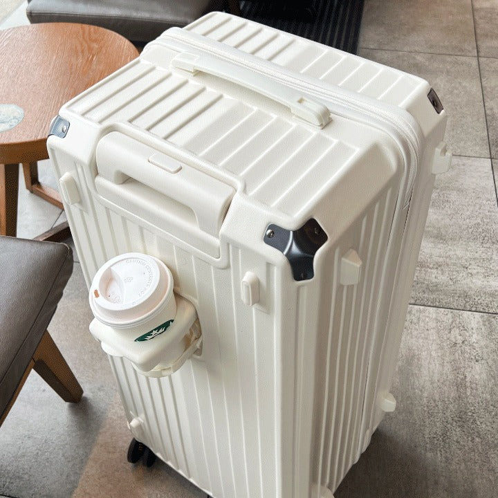 Unisex Multi-Functional Hard Shell Luggage with Cup Holder