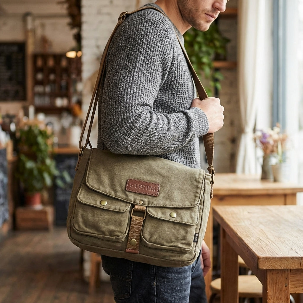 Unisex Vintage Crossbody Bag - Compact & Durable