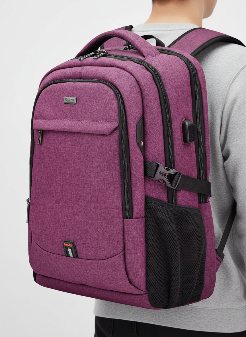 Unisex Waterproof Laptop Backpack with USB Charging