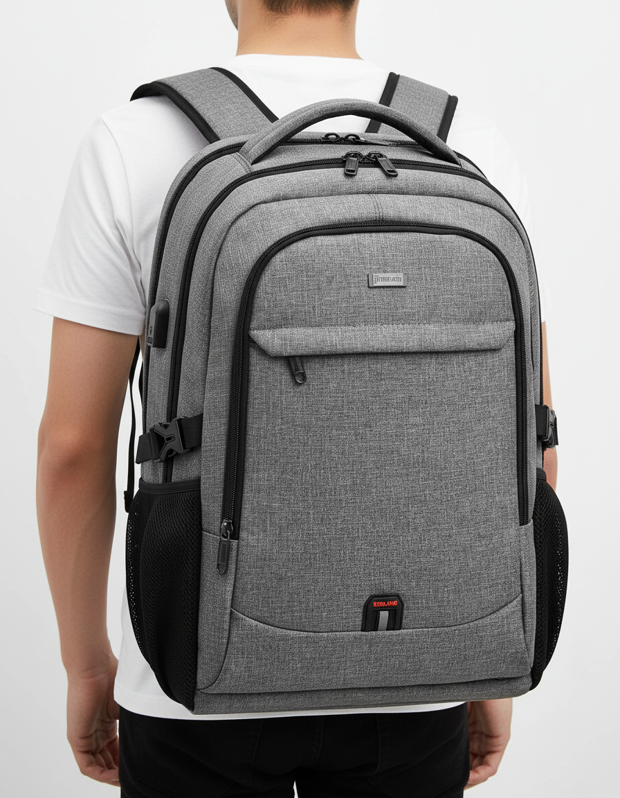 Unisex Waterproof Laptop Backpack with USB Charging