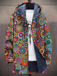 Unisex Zip-Up Psychedelic Circle-Print Hooded Jacket