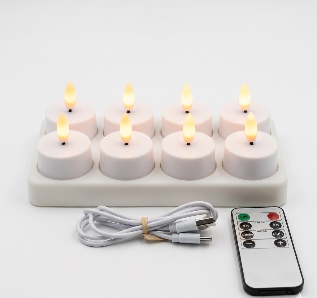 USB Rechargeable Flameless LED Candle Set with Remote Control and Timer