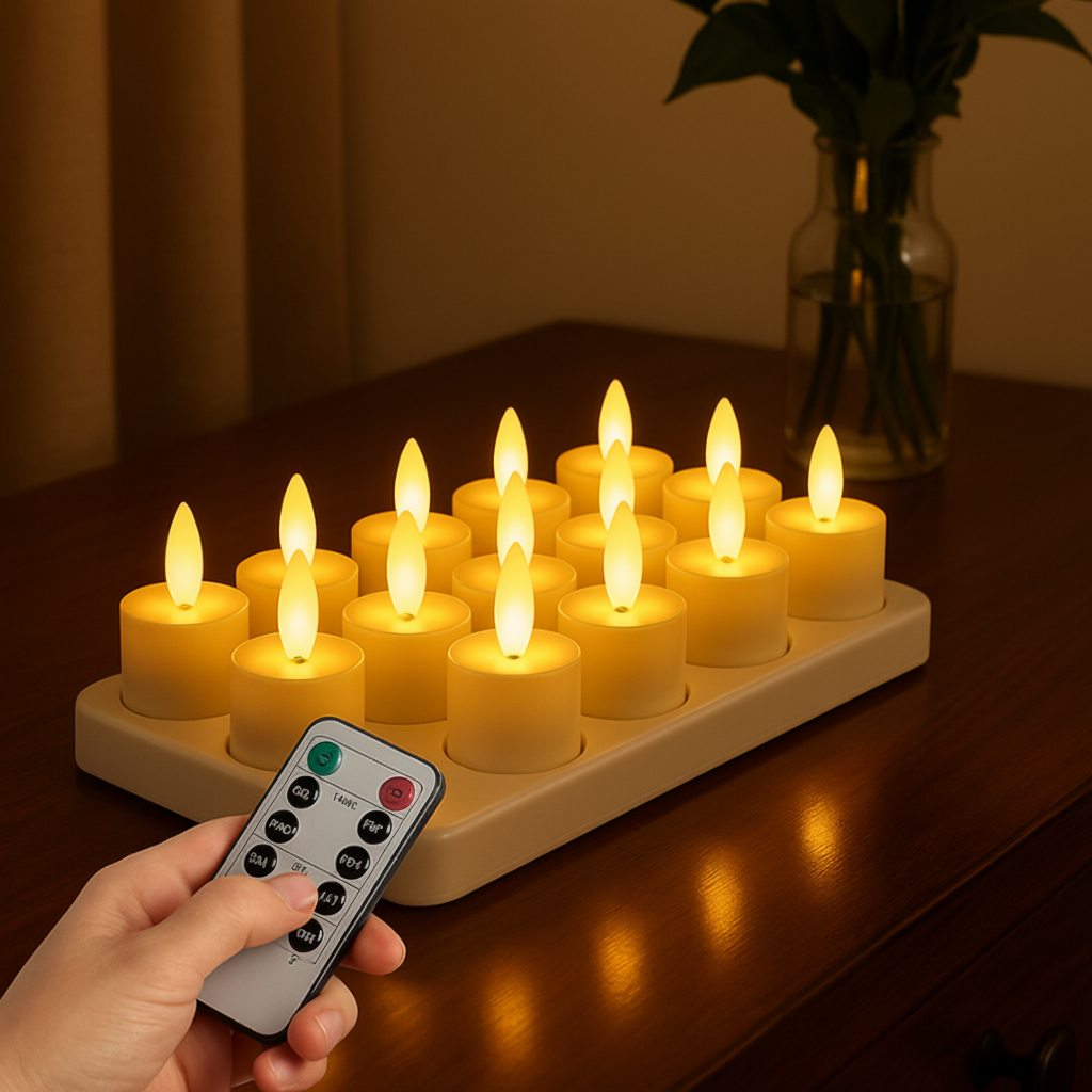 USB Rechargeable Flameless LED Candle Set with Remote Control and Timer
