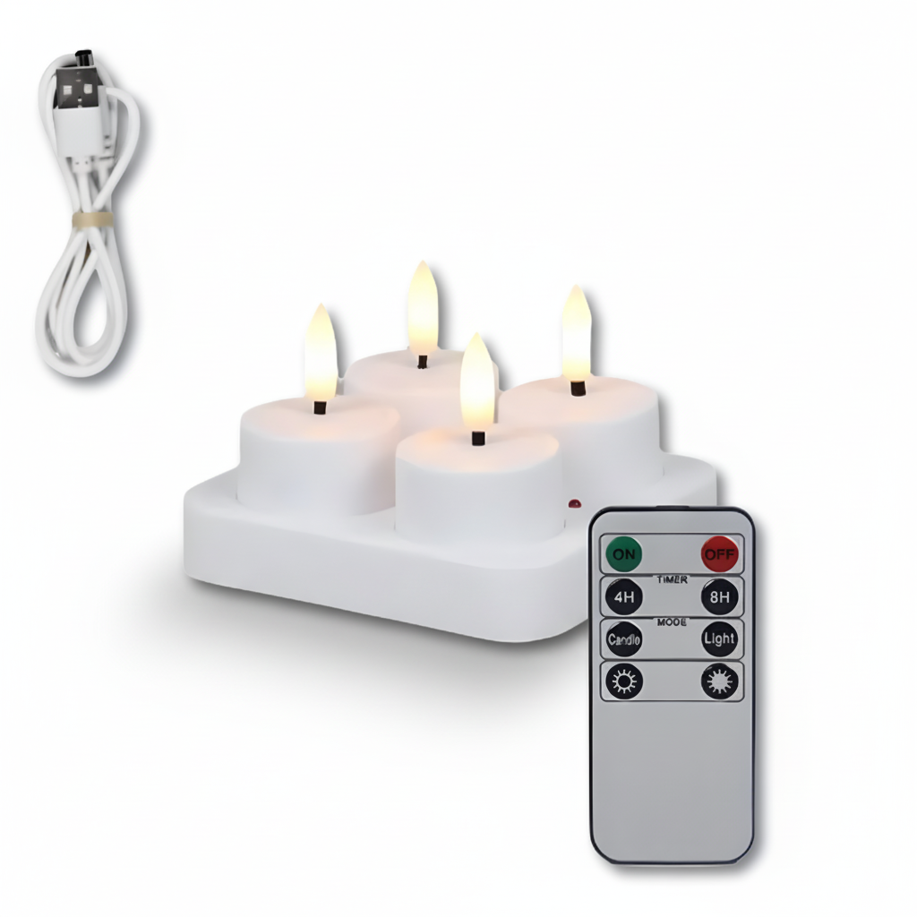 USB Rechargeable Flameless LED Candle Set with Remote Control and Timer